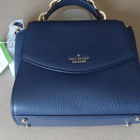 Kate Spade Navy Blue Pebbled Leather Top Handle Crossbody bag - Picture 6 of 6